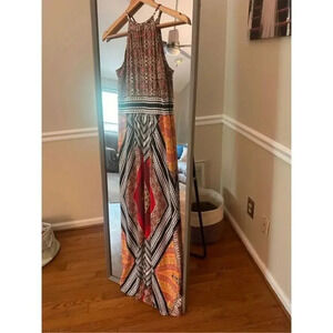 London Times Size 6 Maxi Dress WOMENS LONDON TIMES MULTICOLOR MORRIS HALTER MAXI
